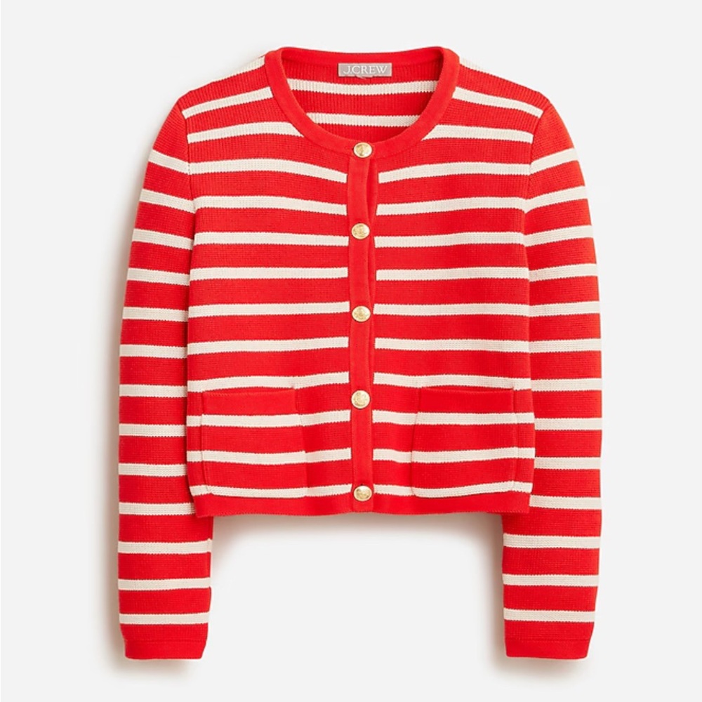 J. Crew Red and Cream Striped Sweater. Mint Condition